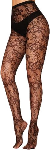 Floral Pattern Fishnet tights Lace Hosiery High Waist Pantyhose High Waist Sexy Stockings in Kuwait
