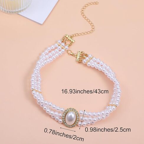 Hecila Pearl Choker Necklace for Women Boho 3 Tier Multilayer Dainty Rhinestones Pearls Chokers Layered Choker White Victorian Jewelry as Faux Pearl Vintage Chokers Necklace Birthday Christmas Gifts in Saudi Arabia