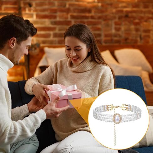 Hecila Pearl Choker Necklace for Women Boho 3 Tier Multilayer Dainty Rhinestones Pearls Chokers Layered Choker White Victorian Jewelry as Faux Pearl Vintage Chokers Necklace Birthday Christmas Gifts in Saudi Arabia