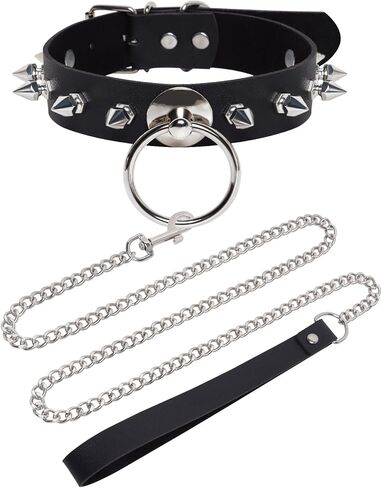 قلادة سوداء للنساء، طوق قوطي للنساء قلادة من الجلد، قلادات طوق من الجلد الصناعي القوطي، مجوهرات فاسق مسننة مجوهرات Oufit إكسسوارات عصرية لحفلات الهالوين التنكرية in Kuwait
