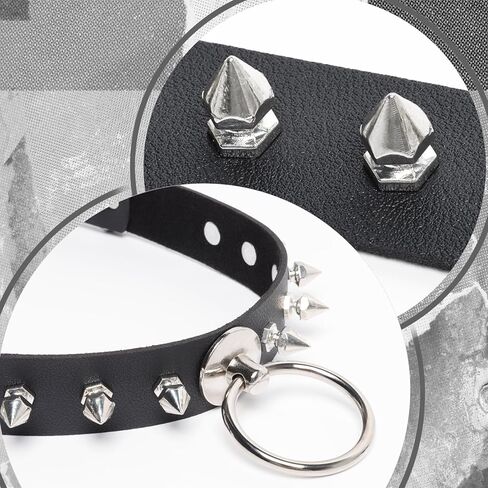 قلادة سوداء للنساء، طوق قوطي للنساء قلادة من الجلد، قلادات طوق من الجلد الصناعي القوطي، مجوهرات فاسق مسننة مجوهرات Oufit إكسسوارات عصرية لحفلات الهالوين التنكرية in Kuwait