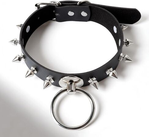 قلادة سوداء للنساء، طوق قوطي للنساء قلادة من الجلد، قلادات طوق من الجلد الصناعي القوطي، مجوهرات فاسق مسننة مجوهرات Oufit إكسسوارات عصرية لحفلات الهالوين التنكرية in Kuwait