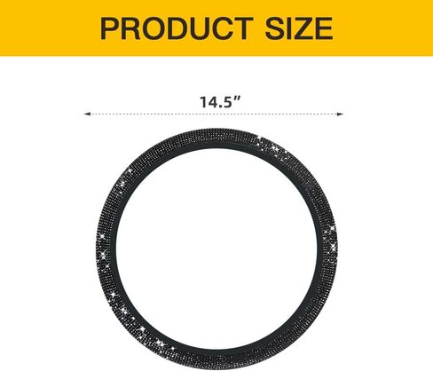 Car Steering Wheel Cover with Sparkly Rhinestones, Bling,Suitable for Most 14.5"-15" Pickup Trucks, SUV (Black) in Saudi Arabia