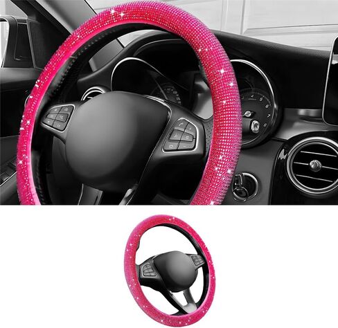 Car Steering Wheel Cover with Sparkly Rhinestones, Bling,Suitable for Most 14.5"-15" Pickup Trucks, SUV (Black) in Saudi Arabia