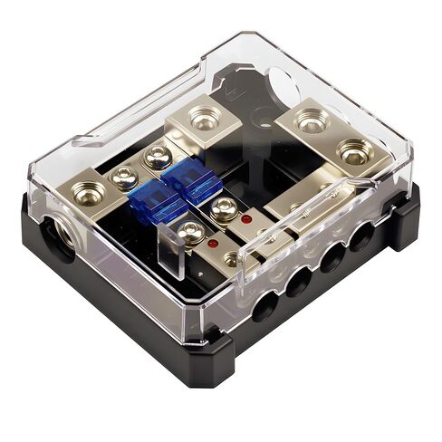 ZOOKOTO كتلة توزيع الطاقة صوت السيارة 2 طريقة MIDI Fuse Block، كل كتلة إيجابية وسلبية مع مدخلات قياس 2X 0/2/4 ومخرجات قياس 2X 4/8، مع 2 قطعة صمامات 60 أمبير in Saudi Arabia