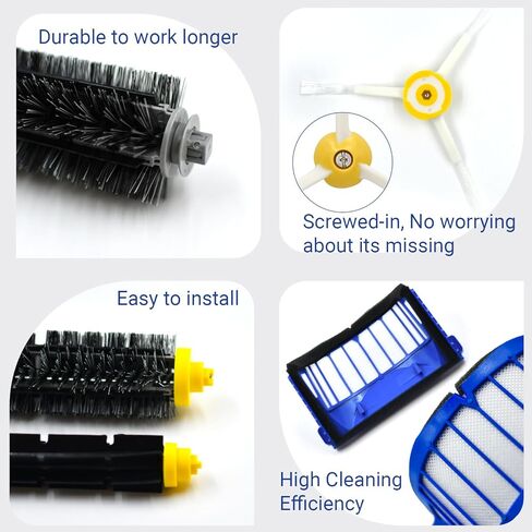 Replacement Parts accessories Kit for iRobot Roomba 600 Series 692 675 677 671 694 614 691 670 615 676 639 621 679 Robotic Vacuum attachment,1 Main Brush, 4 filter, 6 Side Brush, 1 Caster Wheel in Saudi Arabia
