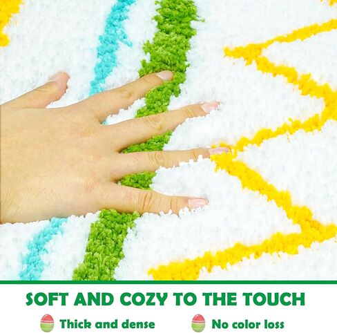 سجادة حمام عيد الفصح مقاس 16 × 23 بوصة، ناعمة وماصة، سجادة ديكور حمام ربيعية لطيفة، سجادة بيض عيد الفصح غير قابلة للانزلاق، قابلة للغسل، سجادة ديكور حمام لغرفة النوم وغرفة المعيشة in Kuwait