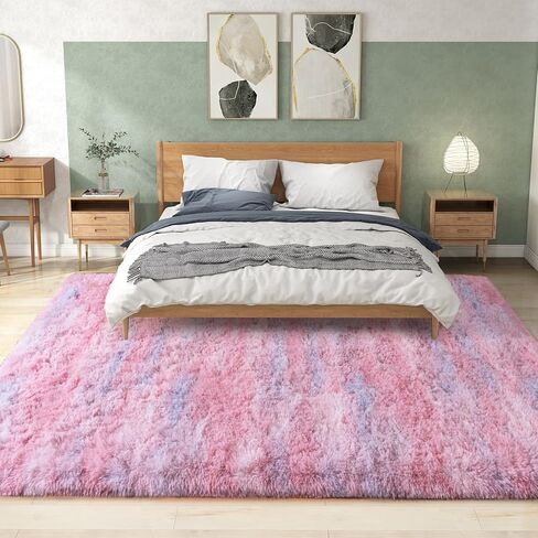 سجاد أشعث لغرفة النوم، 4 × 6 سجاد وردي ناعم غامض لغرفة المعيشة، سجادة قطيفة أشعث منفوشة للفتيات وغرفة النوم وغرفة النوم غير قابلة للانزلاق in Kuwait