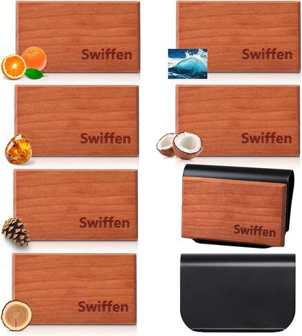 8 Pcs 8 Scents Car Wood Air Freshener Set Wood Fragrance Automotive Odor Eliminator for Visor Clip Vehicle Scent Diffuser with Amber, Coconut, Grove, Ocean and Other Refills, Clip Included in Saudi Arabia