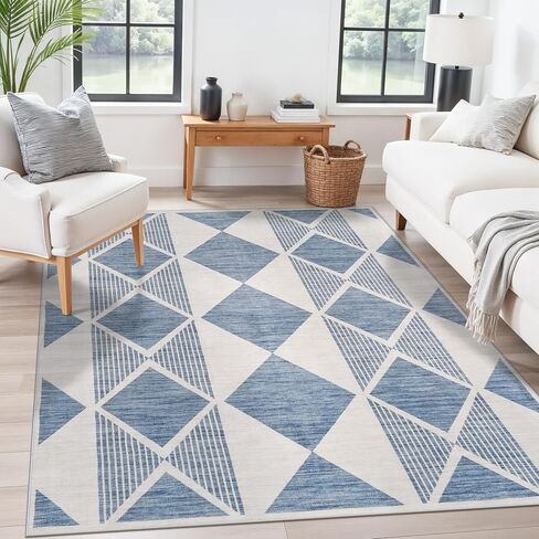 سجادة مدخل حديثة مقاس 3×4 - سجاد منطقة هندسية قابل للغسل للمطبخ والحمام وسجادة باب داخلية رفيعة للغاية وغير قابلة للانزلاق للمدخل الداخلي - سجادة صغيرة مقاومة للبقع (رمادي بيج كريمي، 3X4) in Kuwait