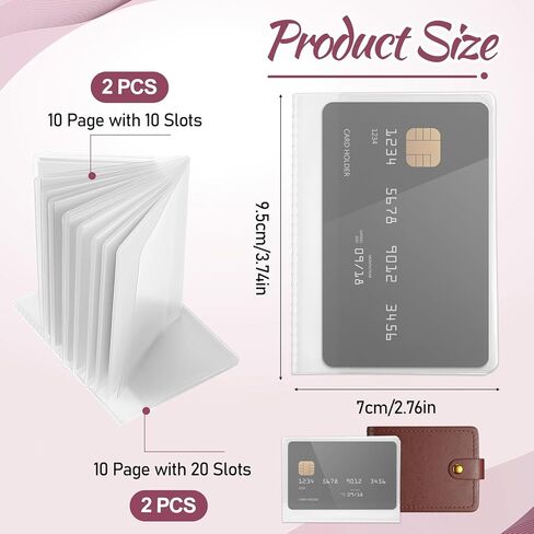 cobee 4 Pack Plastic Wallet Insert Credit Card Holder, Clear Credit Card Holder Wallet Insert with 10 Page 20 Slots and 10 Page 10Slots Wallets Inserts for ID Credits Membership Shopping BusinessCard in Saudi Arabia