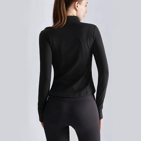 Women's Full Zip Workout Jacket,Slim Fit Athletic Top with Thumb Holes,Soft Stretchy Fabric,Zip Pockets in Saudi Arabia