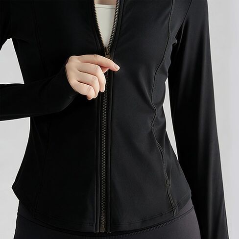 Women's Full Zip Workout Jacket,Slim Fit Athletic Top with Thumb Holes,Soft Stretchy Fabric,Zip Pockets in Saudi Arabia
