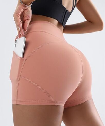 Women's 3" Biker Shorts High Waist Yoga Workout Gym Running Volleyball Spandex Shorts with Pockets in Saudi Arabia