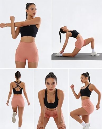 Women's 3" Biker Shorts High Waist Yoga Workout Gym Running Volleyball Spandex Shorts with Pockets in Saudi Arabia