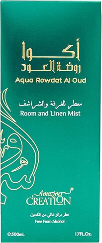 Aqua Rawdat Al Oud Room & Linen Mist – Long-Lasting Alcohol-Free Air Freshener for Home, Upholstery, Carpets, Bed Linen & Clothes – 17 fl oz / 500ml in Saudi Arabia