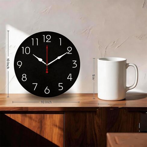 Wall Clock 12 Inch Black Battery Operated Silent Non Ticking Simple Decorative for Bedroom Living Room Kitchen Home Bathroom Office (Inches, 12) in Saudi Arabia