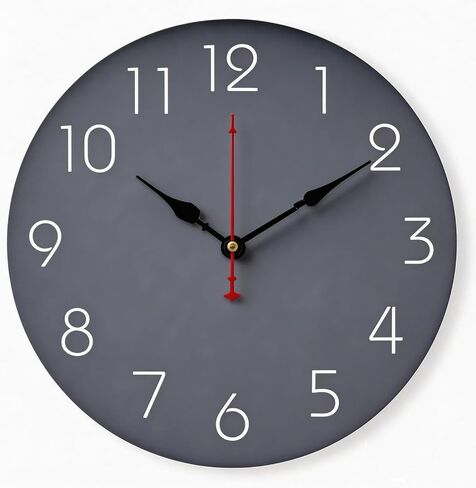 Wall Clock 10 Inch Gray Battery Operated Silent Non Ticking Simple Modern Clock Decorative for Bedroom Living Room Kitchen Home Bathroom Office in Saudi Arabia