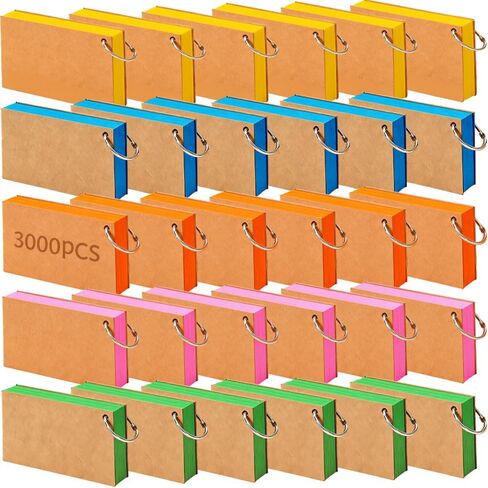 1500 Pcs White Index Cards with Rings, 3x5 Inch Flash Cards Bulk with Holder for Studying, Notecards Lined for Office, Home, School Supplies College, Ruled Index Cards, Double Sided in Saudi Arabia