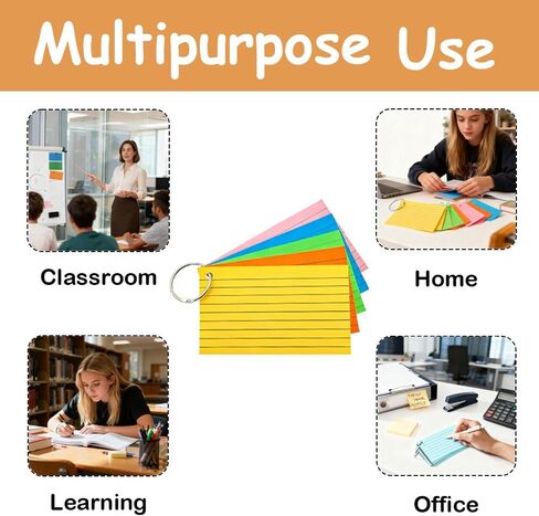 1500 Pcs White Index Cards with Rings, 3x5 Inch Flash Cards Bulk with Holder for Studying, Notecards Lined for Office, Home, School Supplies College, Ruled Index Cards, Double Sided in Saudi Arabia