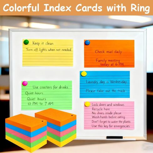1500 Pcs White Index Cards with Rings, 3x5 Inch Flash Cards Bulk with Holder for Studying, Notecards Lined for Office, Home, School Supplies College, Ruled Index Cards, Double Sided in Saudi Arabia