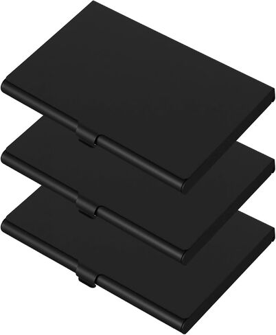 3 Pack Metal Business Card Holder, Black Aluminum Alloy Flip Cover Slim Name Cards Case Pocket Metal Cases Purse Name Card Holders for Women Men in Saudi Arabia