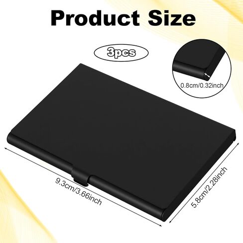 3 Pack Metal Business Card Holder, Black Aluminum Alloy Flip Cover Slim Name Cards Case Pocket Metal Cases Purse Name Card Holders for Women Men in Saudi Arabia