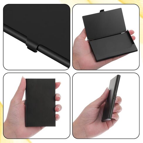 3 Pack Metal Business Card Holder, Black Aluminum Alloy Flip Cover Slim Name Cards Case Pocket Metal Cases Purse Name Card Holders for Women Men in Saudi Arabia