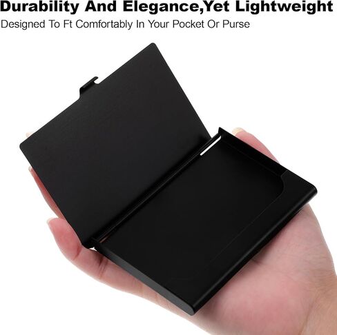 3 Pack Metal Business Card Holder, Black Aluminum Alloy Flip Cover Slim Name Cards Case Pocket Metal Cases Purse Name Card Holders for Women Men in Saudi Arabia