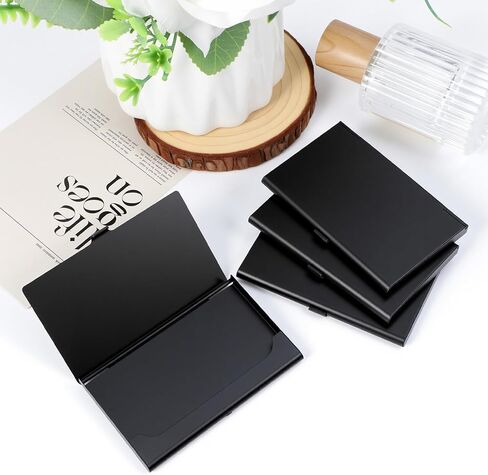3 Pack Metal Business Card Holder, Black Aluminum Alloy Flip Cover Slim Name Cards Case Pocket Metal Cases Purse Name Card Holders for Women Men in Saudi Arabia