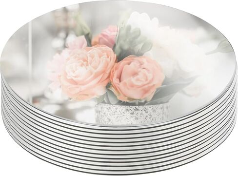 12 Pcs Acrylic Round Mirrors for Centerpieces, 12 Inch Circle Mirror Trays for Table, 2 mm Acrylic Round Mirrors Plate for Wall, Wedding Decorations, Party (Sliver) in Kuwait