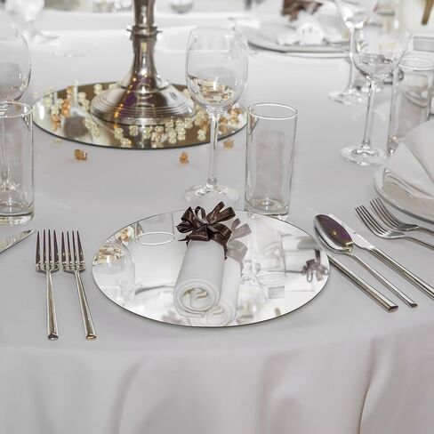 12 Pcs Acrylic Round Mirrors for Centerpieces, 12 Inch Circle Mirror Trays for Table, 2 mm Acrylic Round Mirrors Plate for Wall, Wedding Decorations, Party (Sliver) in Kuwait