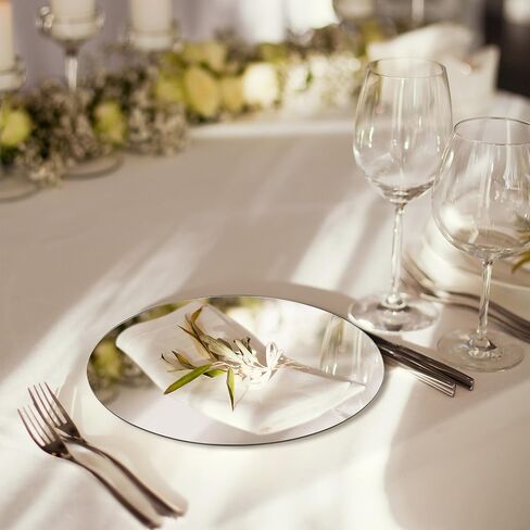 12 Pcs Acrylic Round Mirrors for Centerpieces, 12 Inch Circle Mirror Trays for Table, 2 mm Acrylic Round Mirrors Plate for Wall, Wedding Decorations, Party (Sliver) in Kuwait