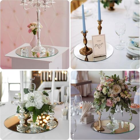 12 Pcs Acrylic Round Mirrors for Centerpieces, 12 Inch Circle Mirror Trays for Table, 2 mm Acrylic Round Mirrors Plate for Wall, Wedding Decorations, Party (Sliver) in Kuwait