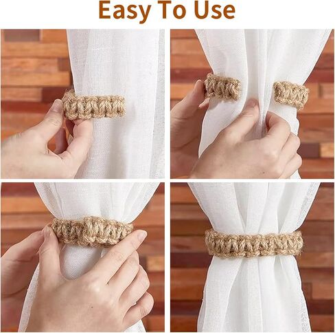 2 Pack Braided Curtain Tiebacks,Boho Elegant Rustic Curtain Holdbacks Tie Backs Holders Set,Simple Light Weight Drapes Decorative Accessories Handmade for Home Office Bedroom Window (Linen) in Saudi Arabia