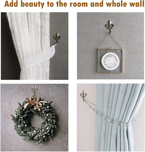 Curtain Tieback Hooks,2PCS Curtain Tieback Holders,Bronze Metal Flower Wall Hooks for Curtain,Towel,Cloth, Coat in Saudi Arabia
