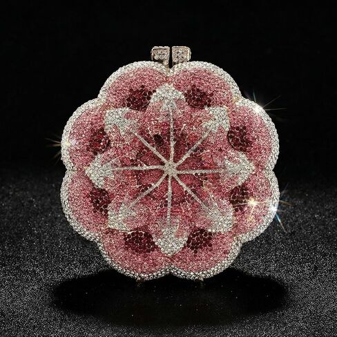 حقائب السهرة النسائية AAA حجر الراين الوردي زهرة الشكل اليدوية سلسلة معدنية الماس براثن in Kuwait