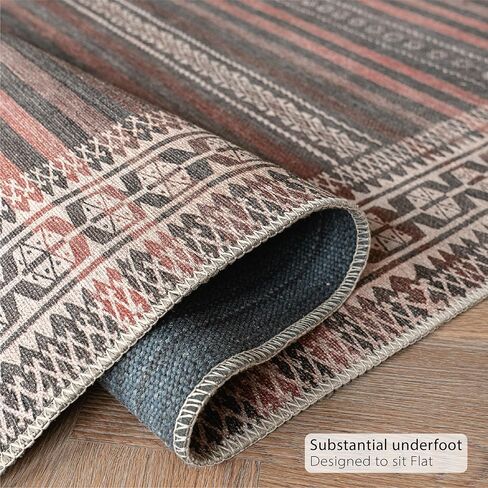 سجادة منطقة Vibe Stripe مقاس 7'6" x 9'6" - نسيج مسطح من التراث الرملي والفحم والطين، كومة منخفضة - سجادة منطقة سهلة التنظيف مثالية لغرفة المعيشة وغرفة الطعام وغرفة النوم والمدخل in Saudi Arabia