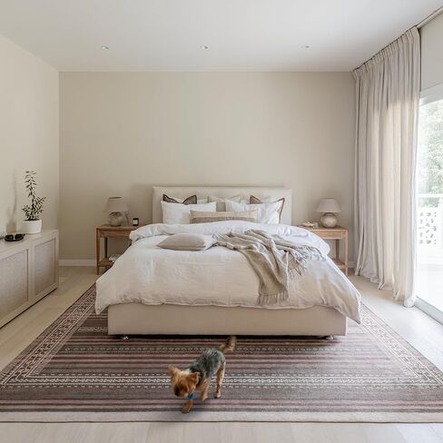سجادة منطقة Vibe Stripe مقاس 7'6" x 9'6" - نسيج مسطح من التراث الرملي والفحم والطين، كومة منخفضة - سجادة منطقة سهلة التنظيف مثالية لغرفة المعيشة وغرفة الطعام وغرفة النوم والمدخل in Saudi Arabia