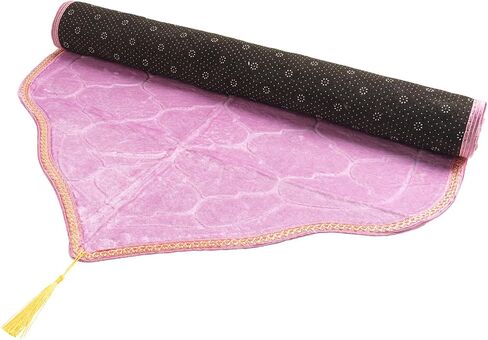 Muslim Prayer Rug and Beads, Pink Padded Thick Islamic Prayer Mat for Women, Kids, Eid Al-Adha Ramadan Umrah, Hajj, Salah Portable Praying Travel Turkish Rug, Islamic Gifts in Saudi Arabia