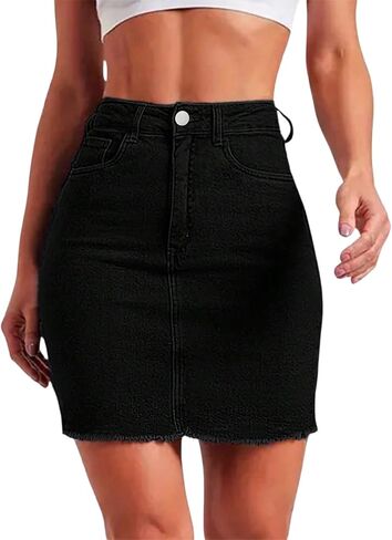 GORGLITTER المرأة الدنيم جان تنورة صغيرة Y2K خمر عالية الخصر Bodycon التنانير القصيرة الصغيرة وتتسابق الغربية in Kuwait