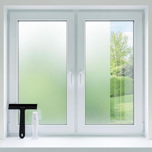16 in x 40 ft Frosted Glass Window Privacy Film with Tools, 2 Way Frosting Privacy Film for Glass Windows, Reusable, Heat Control, UV Prevention, Easy Removal for Bathroom Home Office in Kuwait