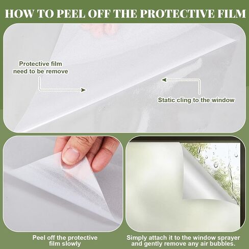 16 in x 40 ft Frosted Glass Window Privacy Film with Tools, 2 Way Frosting Privacy Film for Glass Windows, Reusable, Heat Control, UV Prevention, Easy Removal for Bathroom Home Office in Kuwait