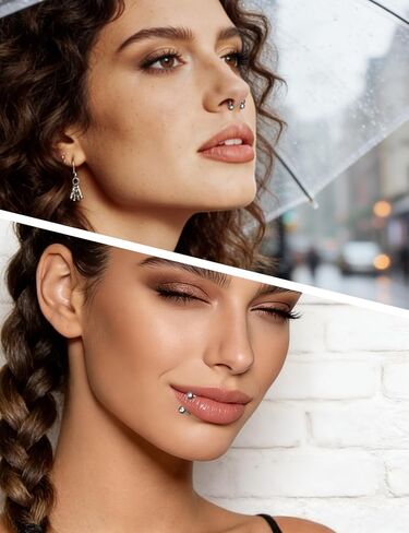 16G 316L Surgical Steel Horseshoe Septum Rings, 6/8/10/12 External Thread with Balls & Tool (17PCS) Nose Cartilage Lip Jewelry in Kuwait