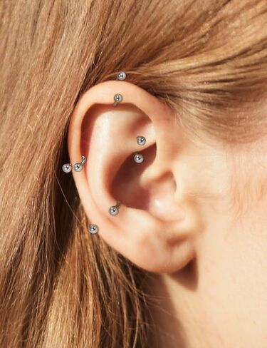 16G 316L Surgical Steel Horseshoe Septum Rings, 6/8/10/12 External Thread with Balls & Tool (17PCS) Nose Cartilage Lip Jewelry in Kuwait