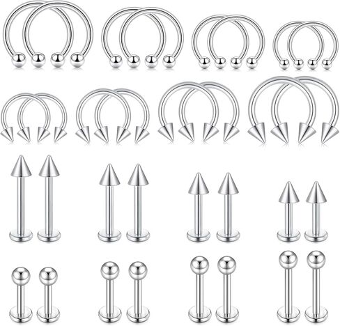 D.Bella 16G Lip Rings Labret Studs Horseshoe Septum Nose Ear Lip Hoop Piercing Tragus Cartilage Helix Daith Piercing Surgical Steel Body Piercing Jewelry for Women Men in Saudi Arabia