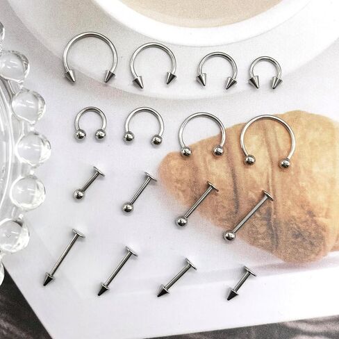 D.Bella 16G Lip Rings Labret Studs Horseshoe Septum Nose Ear Lip Hoop Piercing Tragus Cartilage Helix Daith Piercing Surgical Steel Body Piercing Jewelry for Women Men in Saudi Arabia