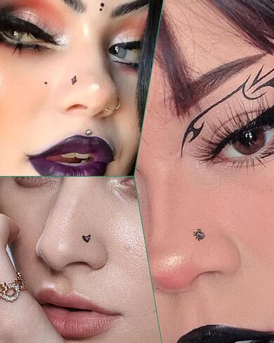 COCHARM 3PCS Halloween Nose Stud 20g Black Purple Glitter Bat Spider Nose Ring Stud Cute Dainty L Shape Nostril Stud, Surgical Steel Black Nostril Piercing Jewelry for Women Men in Saudi Arabia