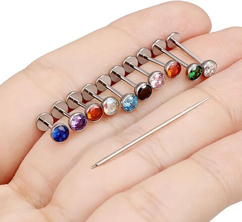 Cisyozi G23 Titanium 20G 18G 16G Fat Back Nose Rings Studs Internally Threaded Lip Labret Medusa Rings Studs Cartilage Tragus Helix Conch Earrings Piercing Jewelry for Women Men 6mm 8mm 10mm Bars in Saudi Arabia