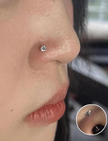 Cisyozi G23 Titanium 20G 18G 16G Fat Back Nose Rings Studs Internally Threaded Lip Labret Medusa Rings Studs Cartilage Tragus Helix Conch Earrings Piercing Jewelry for Women Men 6mm 8mm 10mm Bars in Saudi Arabia